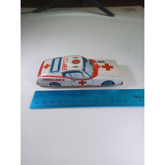 Vintage Tin Friction Car Japan Ambulance - Picture 7 of 7
